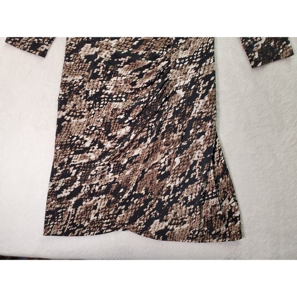 Dana Buchman Sheath Dress Womens‎ Medium Black Brown Snakeskin Print Round Neck - Picture 3 of 10